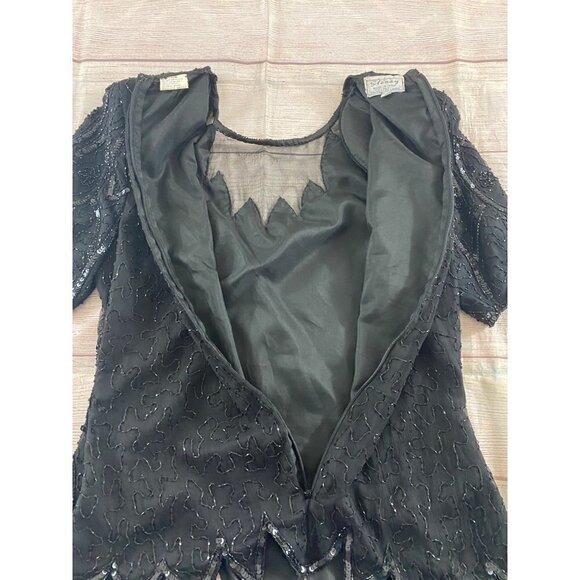 Vintage Stenay Women's Black Silk Sequin Top - Medium - Picture 10 of 12